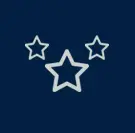 Three stars are shown on a blue background.